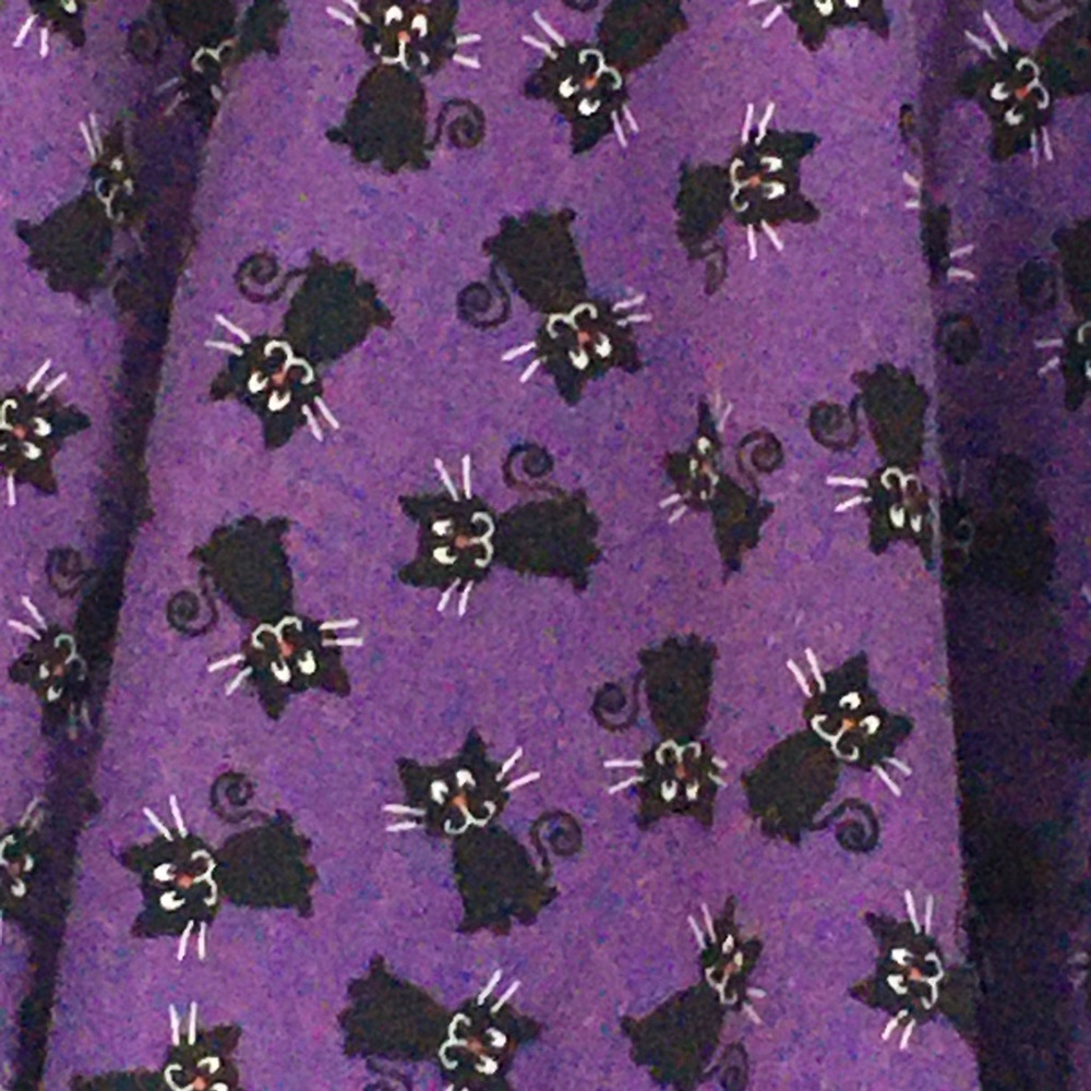 Pink Fig Handmade OAK Black Cats & Purple Tartan Reversible Boutique Skirt/ Rare